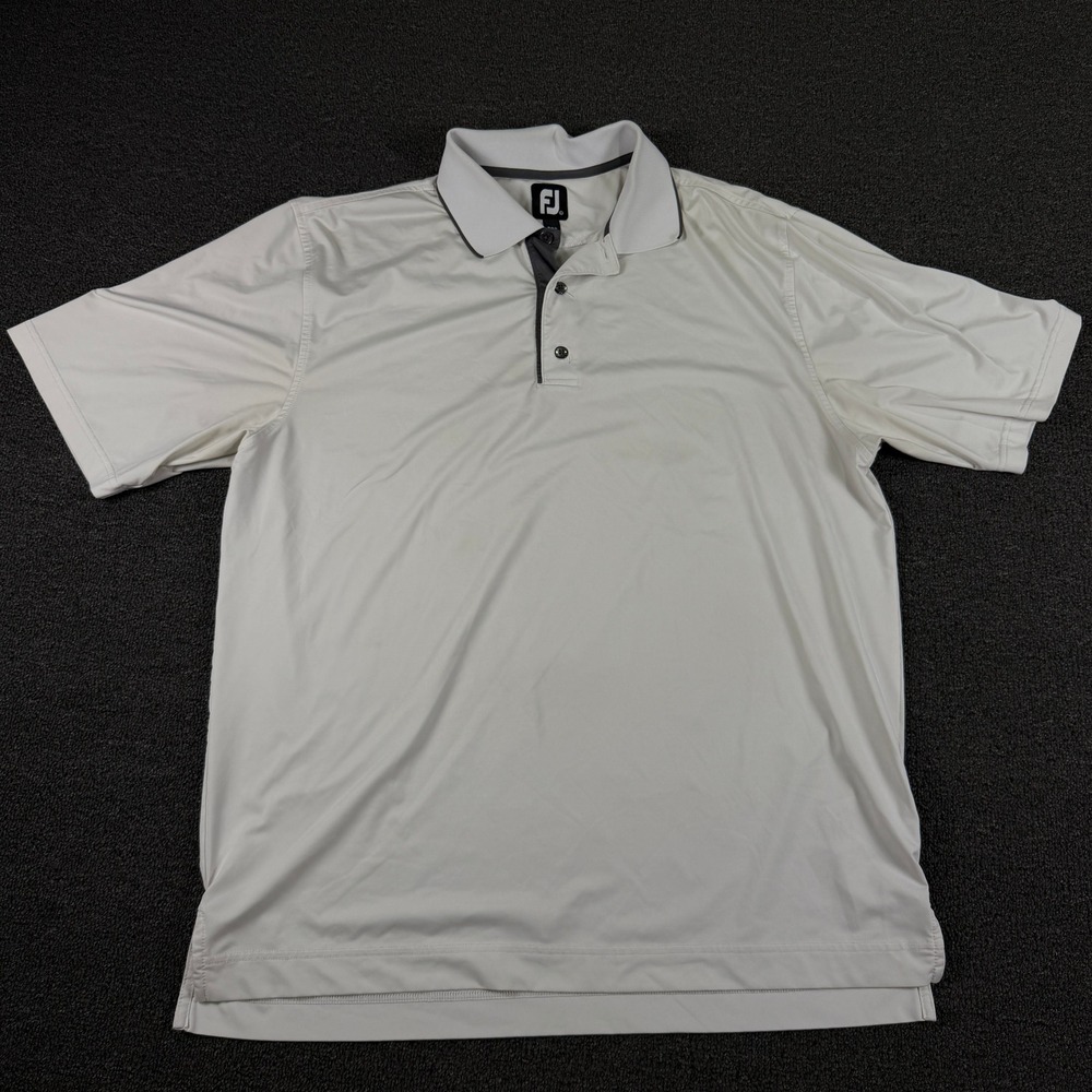 FootJoy Polo Shirt Mens L Lisle White Performance Short Sleeve EUC 1008704